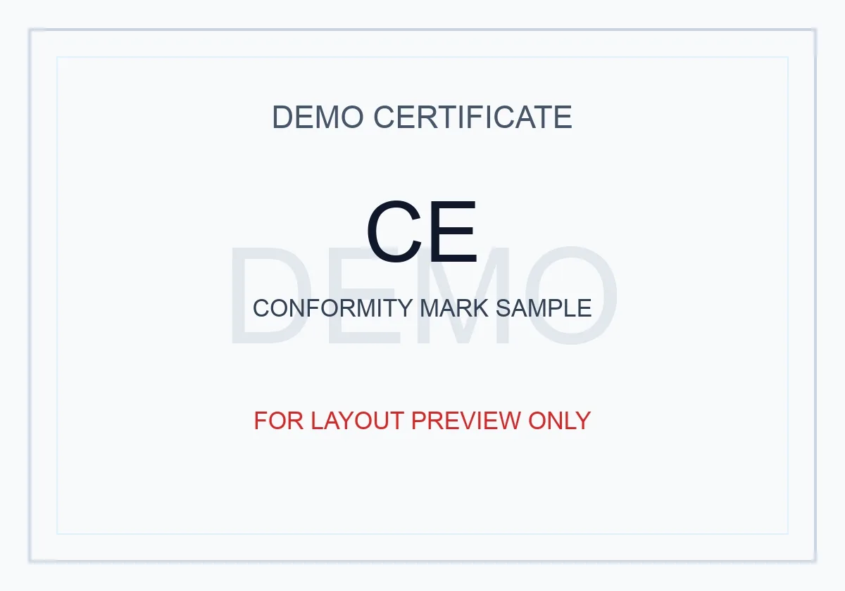 Demo CE certificate for layout preview